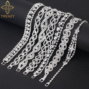 Silver Rhinestone Bracelet for Women Bridal Prom Jewelry