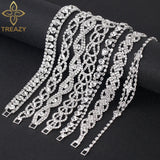 Silver Rhinestone Bracelet for Women Bridal Prom Jewelry