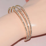 Silver Plated Rhinestone Open Cuff Bracelet Crystal Bangle Wedding Jewelry