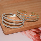 Silver Plated Rhinestone Open Cuff Bracelet Crystal Bangle Wedding Jewelry