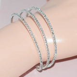 Silver Plated Rhinestone Open Cuff Bracelet Crystal Bangle Wedding Jewelry