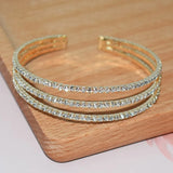Silver Plated Rhinestone Open Cuff Bracelet Crystal Bangle Wedding Jewelry