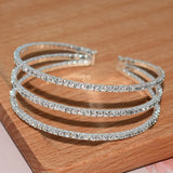 Silver Plated Rhinestone Open Cuff Bracelet Crystal Bangle Wedding Jewelry