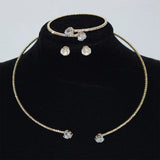 Zircon Heart Choker Necklace Earrings Bracelet Set