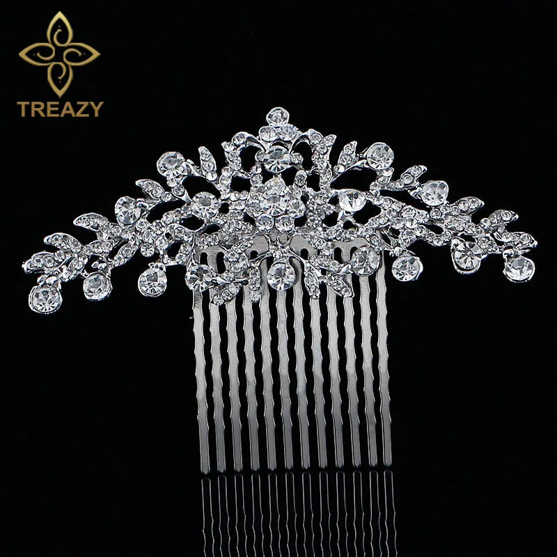Leaf Crystal Wedding Hair Accessories Rhinestone Bridal Hair Combs Hairpins
