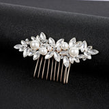 Crystal Pearls Floral Hair Combs for Women Headpiece