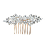 Crystal Pearls Floral Hair Combs for Women Headpiece
