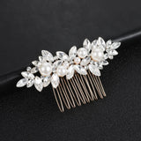 Crystal Pearls Floral Hair Combs for Women Headpiece