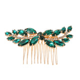 Vintage Red Stone Crystal Leaves Hair Combs Wedding Headwear