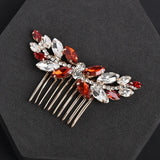 Vintage Red Stone Crystal Leaves Hair Combs Wedding Headwear