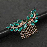 Vintage Red Stone Crystal Leaves Hair Combs Wedding Headwear