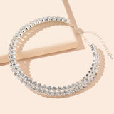 Double-layer Rhinestone Choker Necklace Round Flower Crystal Ins Neck Jewelry