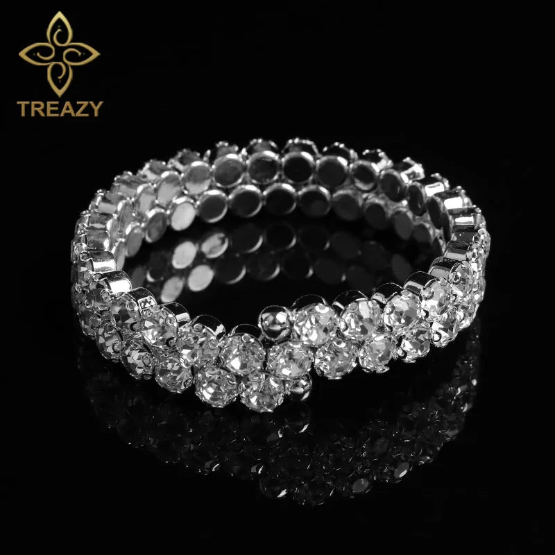 Crystal Open Cuff Bangle Bracelet for Women Wedding Jewelry Accessory