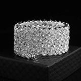 Open Cuff Bangles Bracelets for Women Silver Top Crystal Wedding Jewelry