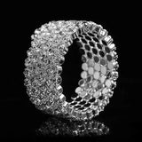 Open Cuff Bangles Bracelets for Women Silver Top Crystal Wedding Jewelry
