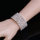 Open Cuff Bangles Bracelets for Women Silver Top Crystal Wedding Jewelry