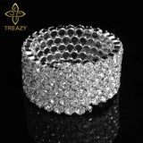 Open Cuff Bangles Bracelets for Women Silver Top Crystal Wedding Jewelry