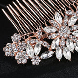 Rose Rhinestone Crystal Flower Bridal Hair Comb Wedding Hair Accessories