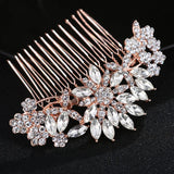 Rose Rhinestone Crystal Flower Bridal Hair Comb Wedding Hair Accessories