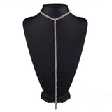 Crystal Rhinestone Choker Necklace with Tassel
