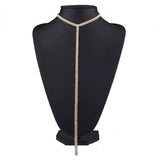 Crystal Rhinestone Choker Necklace with Tassel