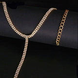 Crystal Rhinestone Choker Necklace with Tassel