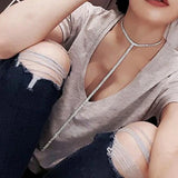 Crystal Rhinestone Choker Necklace with Tassel