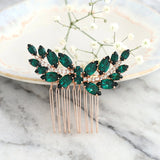 Vintage Emerald Green Crystal Leaves Hair Combs for Women Wedding Party