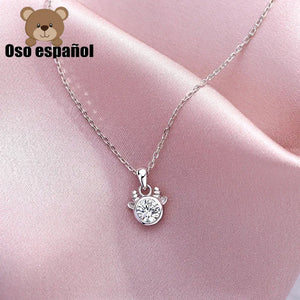 TS-XL013 Spanish Bear Gemstone Pendant Necklace Women's Sterling Silver