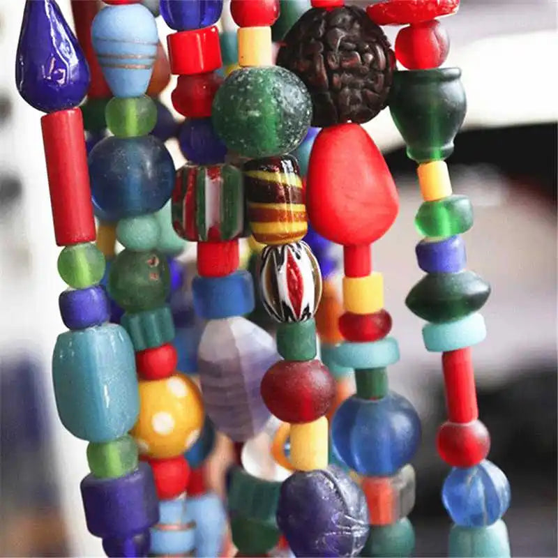 Nepal Colorful Lampwork Strand Long Necklace Tibetan Jewelry