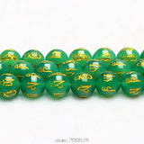 TSB0495 Tibetan Six Words Mantras Circle Bead Green Carnelian Beads