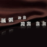 925 Sterling Crystal Stud Earrings Square CZ Stone 4 Claws S925 Jewelry
