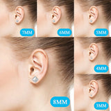 925 Sterling Crystal Stud Earrings Square CZ Stone 4 Claws S925 Jewelry