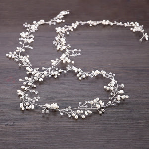 Rhinestone Pearl Headband Wedding Bridal Hair Chain Tiara