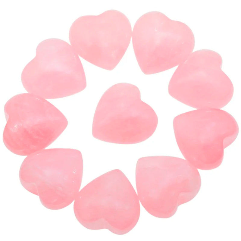 Natural Pink Quartz Puff Heart Palm Worry Stone Healing Crystal