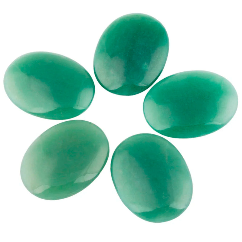 5Pc Green Aventurine Oval Worry Stones, Healing Crystal Chakra Reiki Balancing