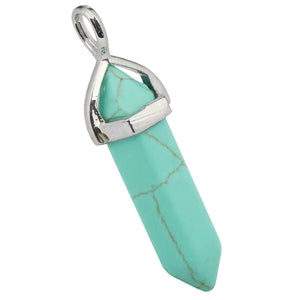 Hexagonal Prism Gemstone Crystal Point Chakra Pendant Lot (5Pc)
