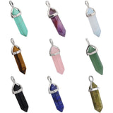 Hexagonal Prism Gemstone Crystal Point Chakra Pendant Lot (5Pc)