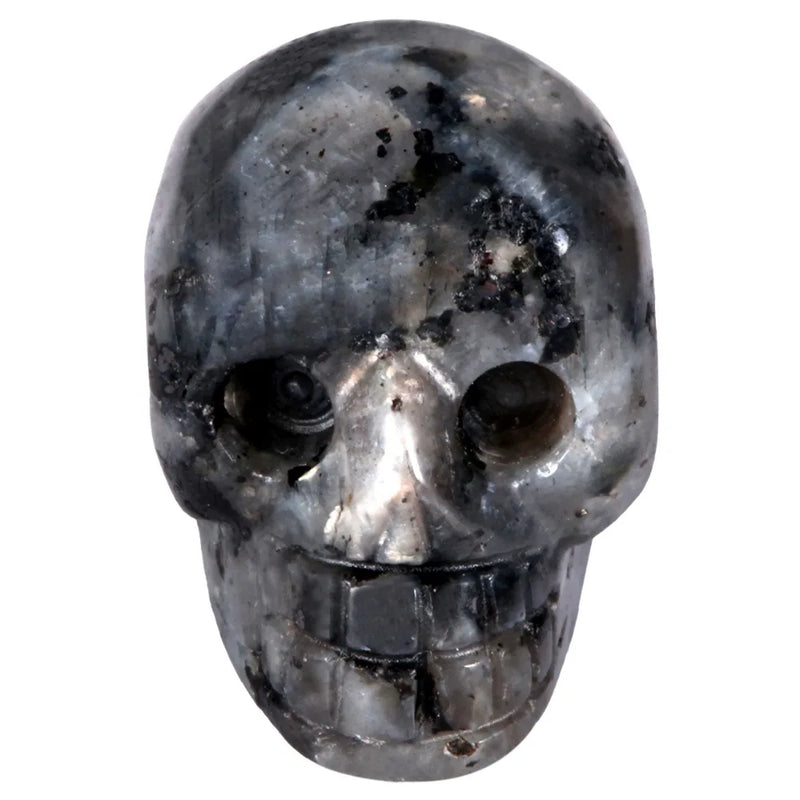Labradorite Skull Skeleton Head Pocket Statue Figurine Decor 1''