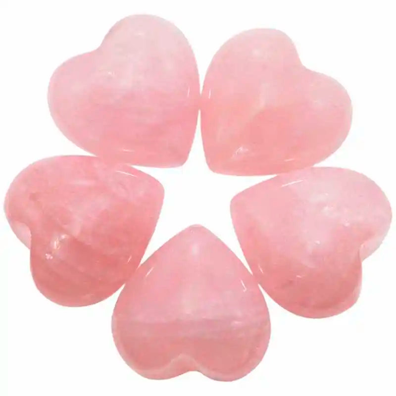 5Pc Mini Puff Heart LOVE Crystal Healing Reiki Palm Stone