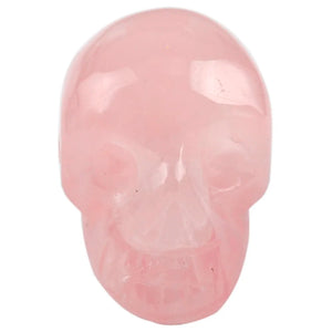Rose Quartz Crystal Skull Skeleton Head Figurine 1''