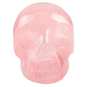 Rose Quartz Crystal Skull Skeleton Head Figurine 1''