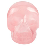 Rose Quartz Crystal Skull Skeleton Head Figurine 1''