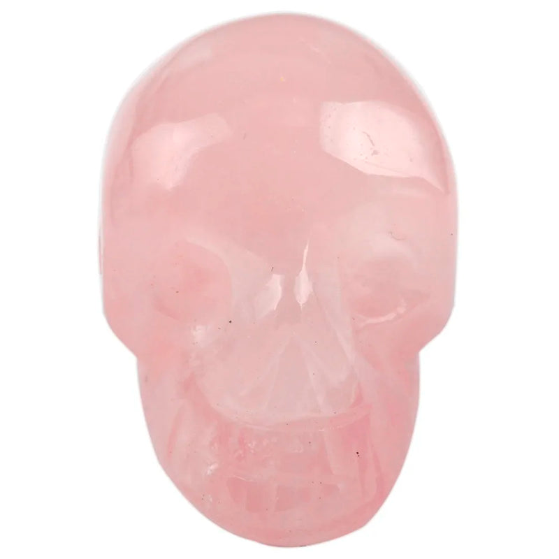 Rose Quartz Crystal Skull Skeleton Head Figurine 1''