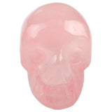 Rose Quartz Crystal Skull Skeleton Head Figurine 1''