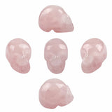 Rose Quartz Crystal Skull Skeleton Head Figurine 1''
