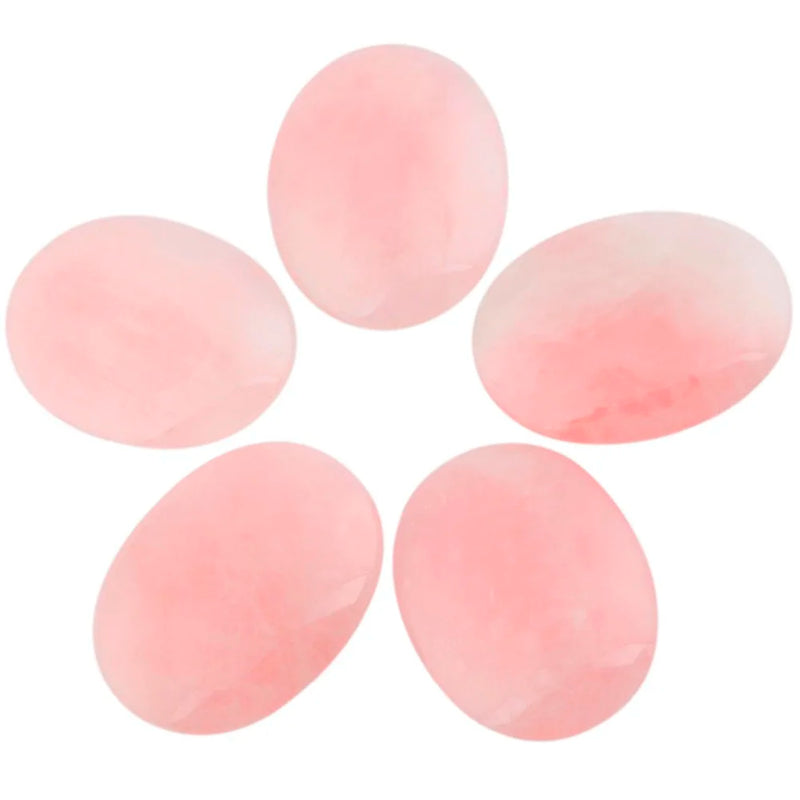Pink Quartz Worry Stones, Palm Pocket Healing Crystal Chakra Balancing