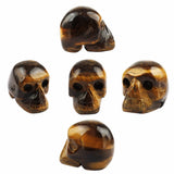 Tiger's Eye Stone Carving Skull Skeleton Head 1'' Figurine Decor
