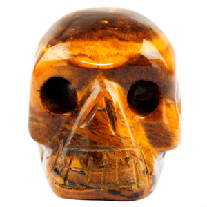 Tiger's Eye Stone Carving Skull Skeleton Head 1'' Figurine Decor