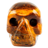Tiger's Eye Stone Carving Skull Skeleton Head 1'' Figurine Decor